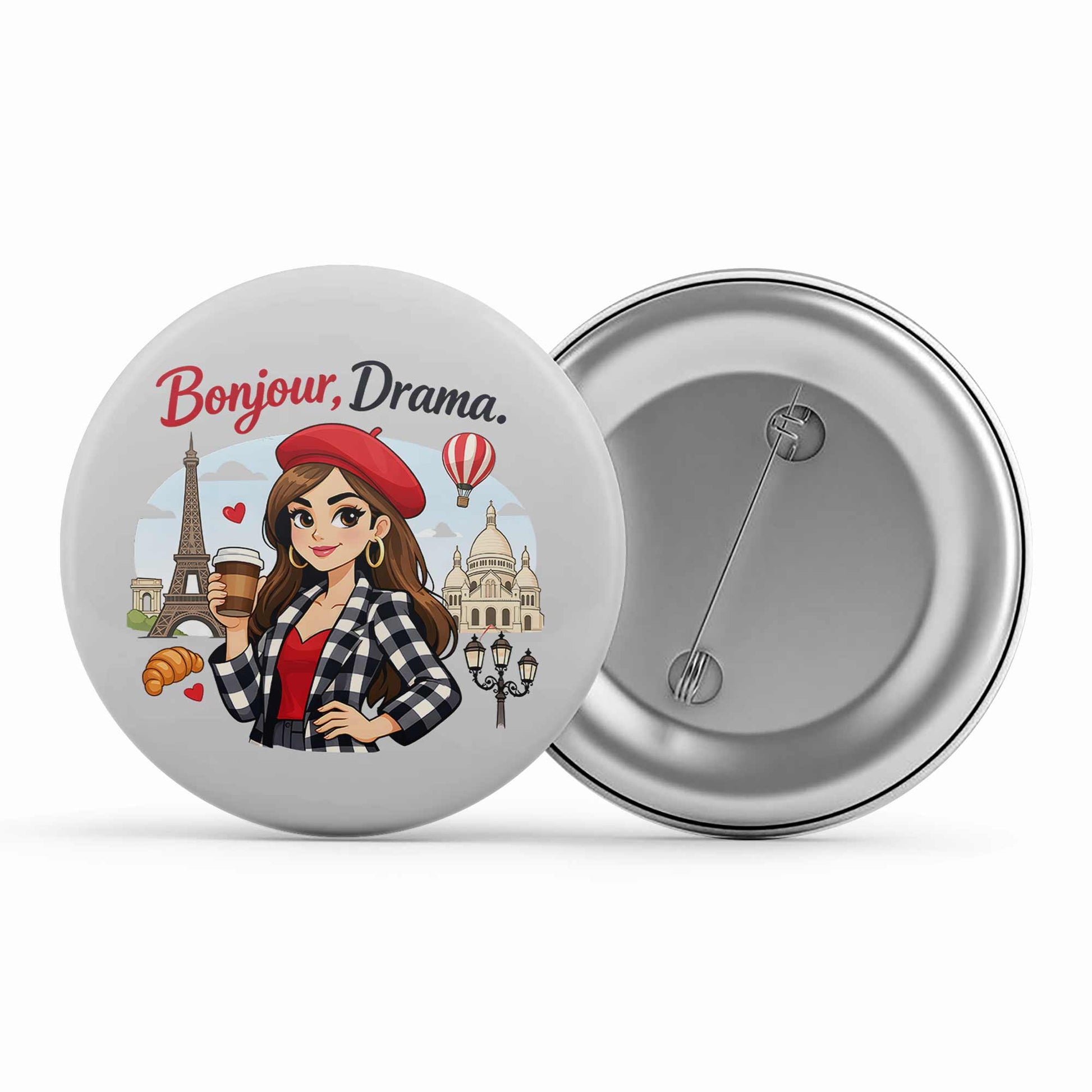 emily in paris bonjour drama badge pin button tv & movies buy online united states usa the banyan tee tbt men women girls boys unisex  