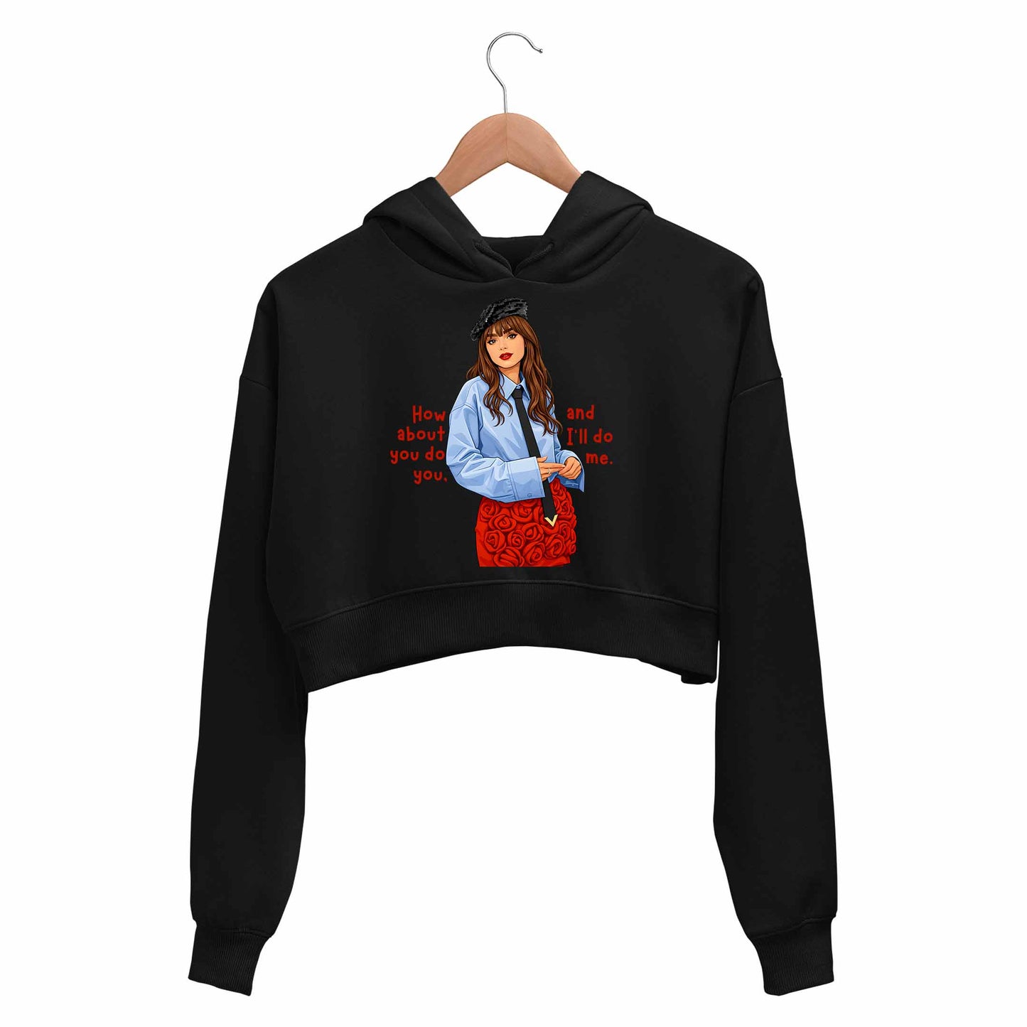 emily in paris how about you do you crop hoodie hooded sweatshirt upper winterwear tv & movies buy online united states usa the banyan tee tbt men women girls boys unisex black 
