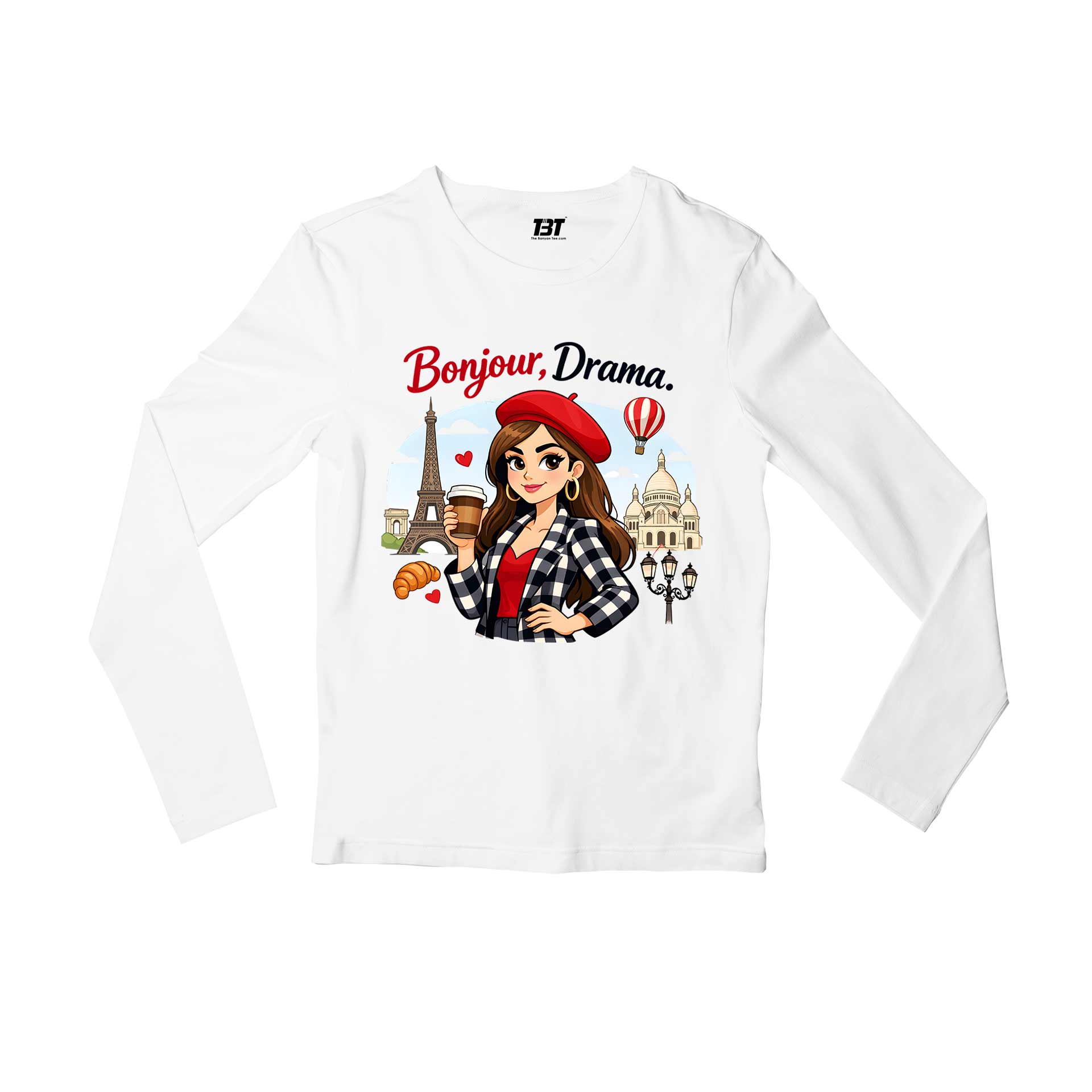 emily in paris bonjour drama full sleeves long sleeves tv & movies buy online united states usa the banyan tee tbt men women girls boys unisex white 