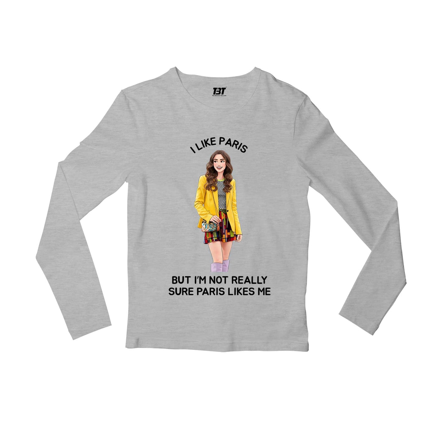 emily in paris i like paris full sleeves long sleeves tv & movies buy online united states usa the banyan tee tbt men women girls boys unisex gray 