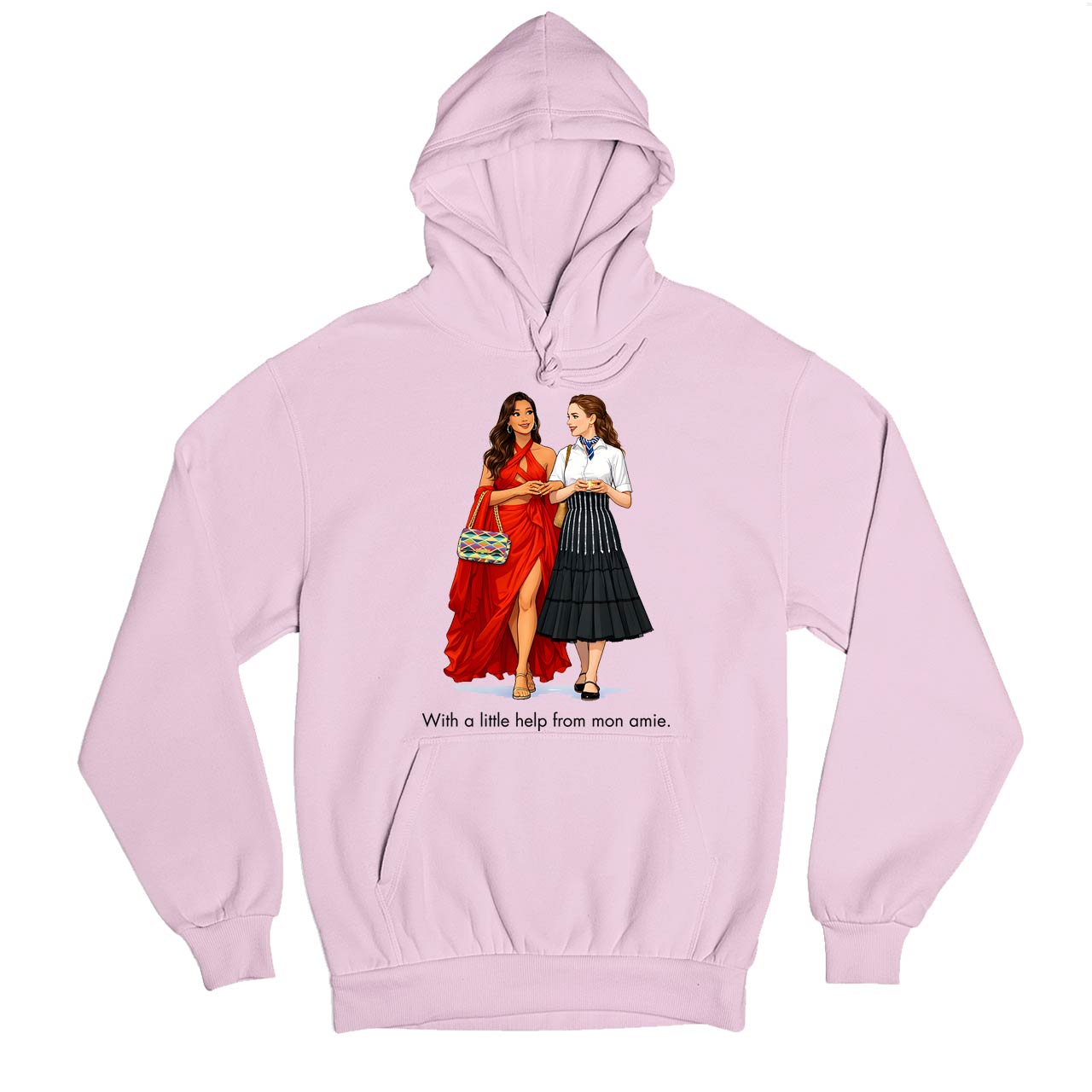 emily in paris mon amie hoodie hooded sweatshirt winterwear tv & movies buy online united states usa the banyan tee tbt men women girls boys unisex baby pink 