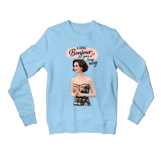 emily in paris a little bonjour sweatshirt upper winterwear tv & movies buy online united states usa the banyan tee tbt men women girls boys unisex baby blue 