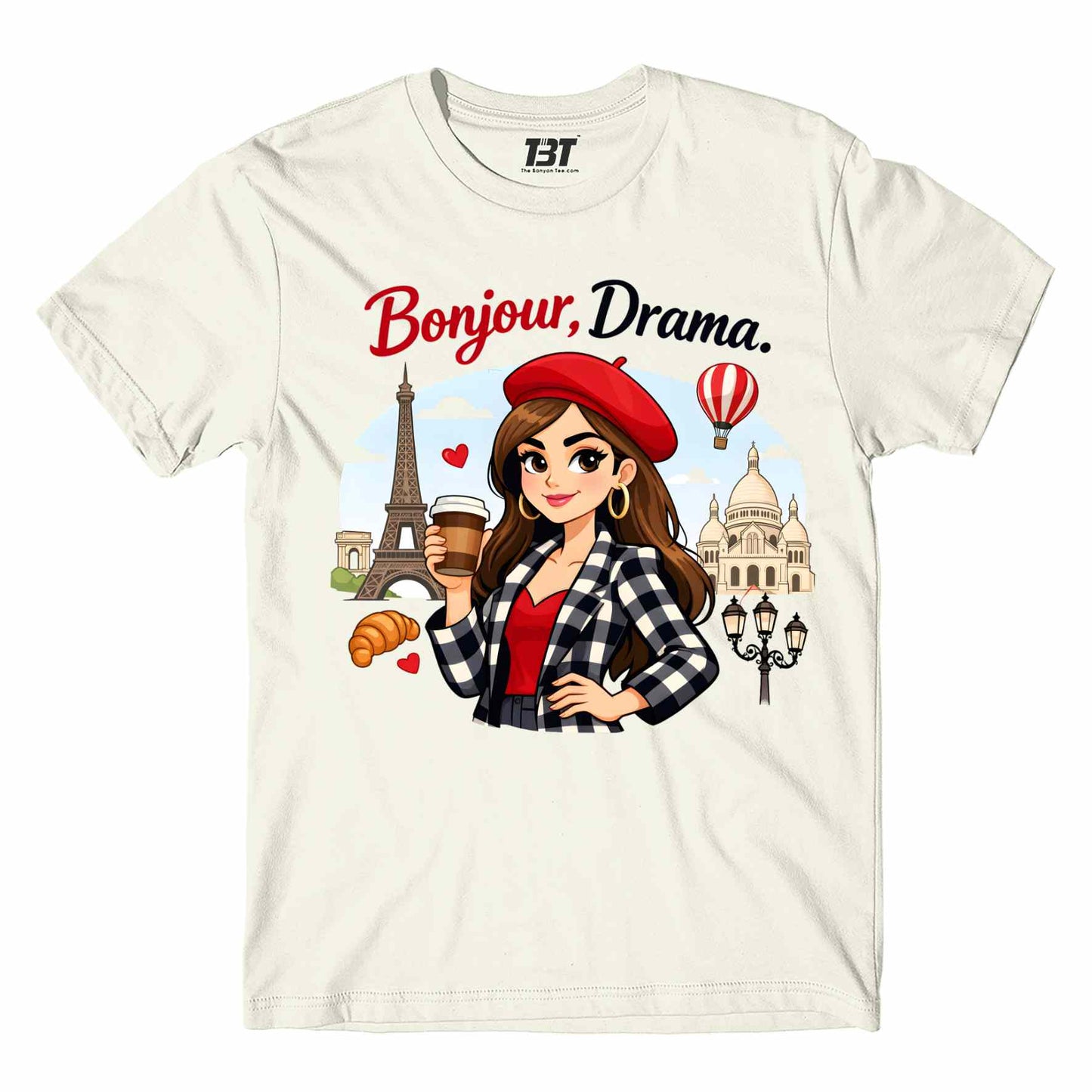 emily in paris bonjour drama t-shirt tv & movies buy online united states usa the banyan tee tbt men women girls boys unisex off white 