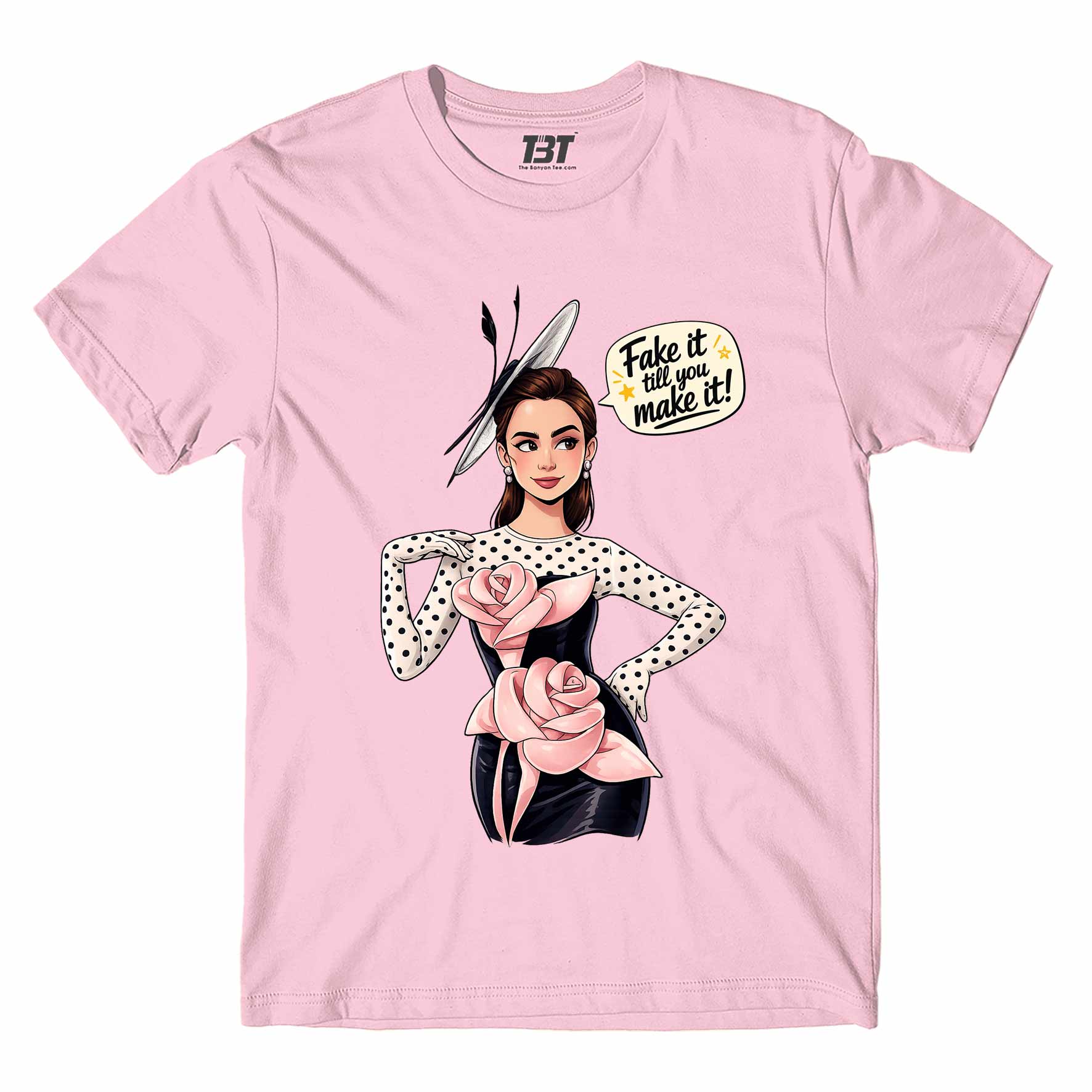 emily in paris fake it till you make it t-shirt tv & movies buy online united states usa the banyan tee tbt men women girls boys unisex baby pink 