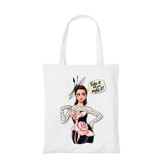 emily in paris fake it till you make it tote bag cotton printed tv & movies buy online united states usa the banyan tee tbt men women girls boys unisex  