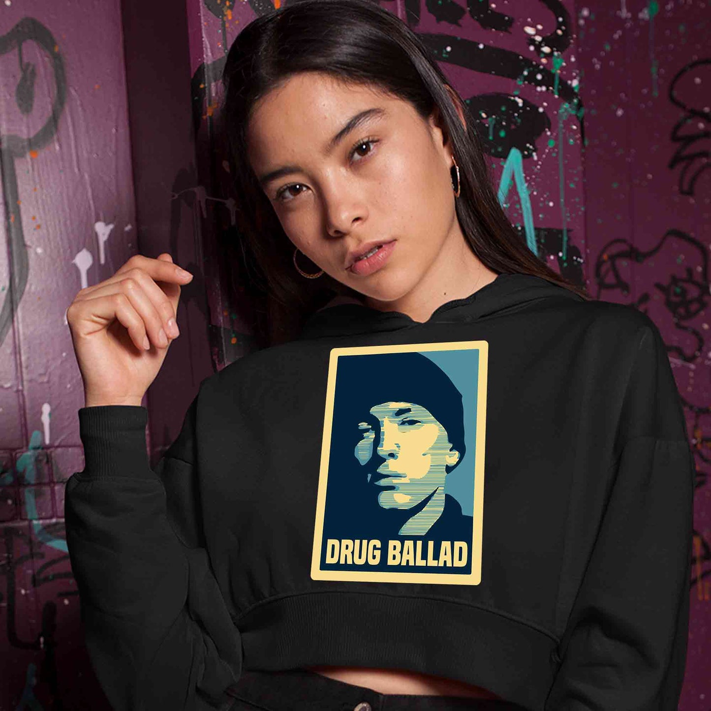 eminem drug ballad crop hoodie hooded sweatshirt upper winterwear music band buy online india the banyan tee tbt men women girls boys unisex black