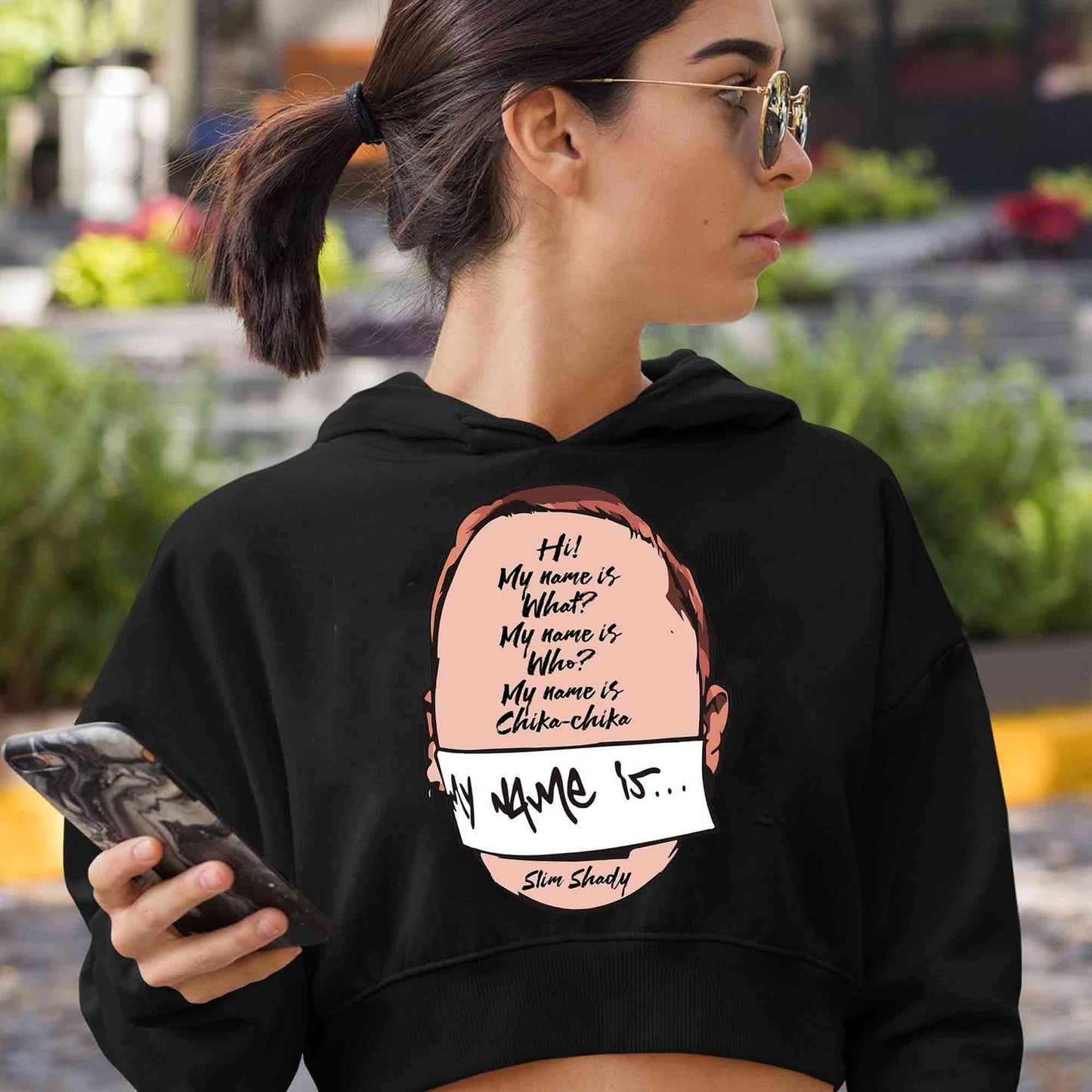 eminem my name is crop hoodie hooded sweatshirt upper winterwear music band buy online india the banyan tee tbt men women girls boys unisex black