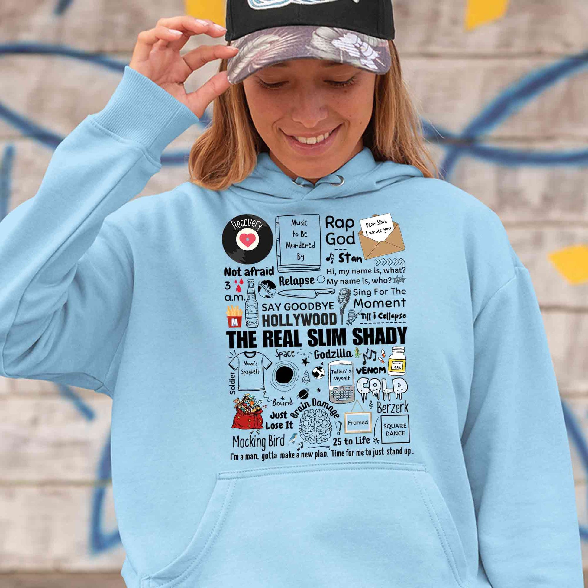eminem shady doodle hoodie hooded sweatshirt winterwear music band buy online united states usa the banyan tee tbt men women girls boys unisex baby blue