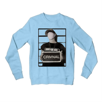 eminem criminal sweatshirt upper winterwear music band buy online united states usa the banyan tee tbt men women girls boys unisex baby blue