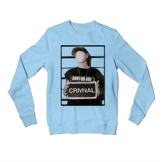 eminem criminal sweatshirt upper winterwear music band buy online united states usa the banyan tee tbt men women girls boys unisex baby blue
