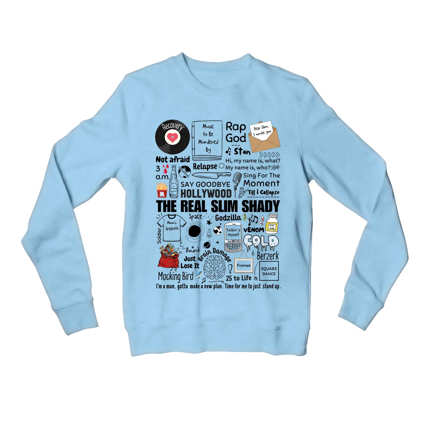 eminem shady doodle sweatshirt upper winterwear music band buy online united states usa the banyan tee tbt men women girls boys unisex baby blue