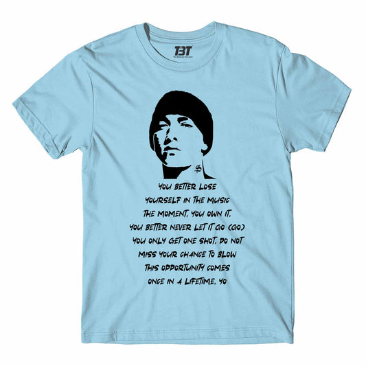 eminem lose yourself t-shirt music band buy online usa united states the banyan tee tbt men women girls boys unisex Ocean Blue