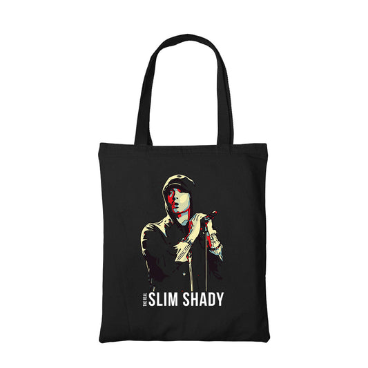 eminem real slim shady tote bag hand printed cotton women men unisex