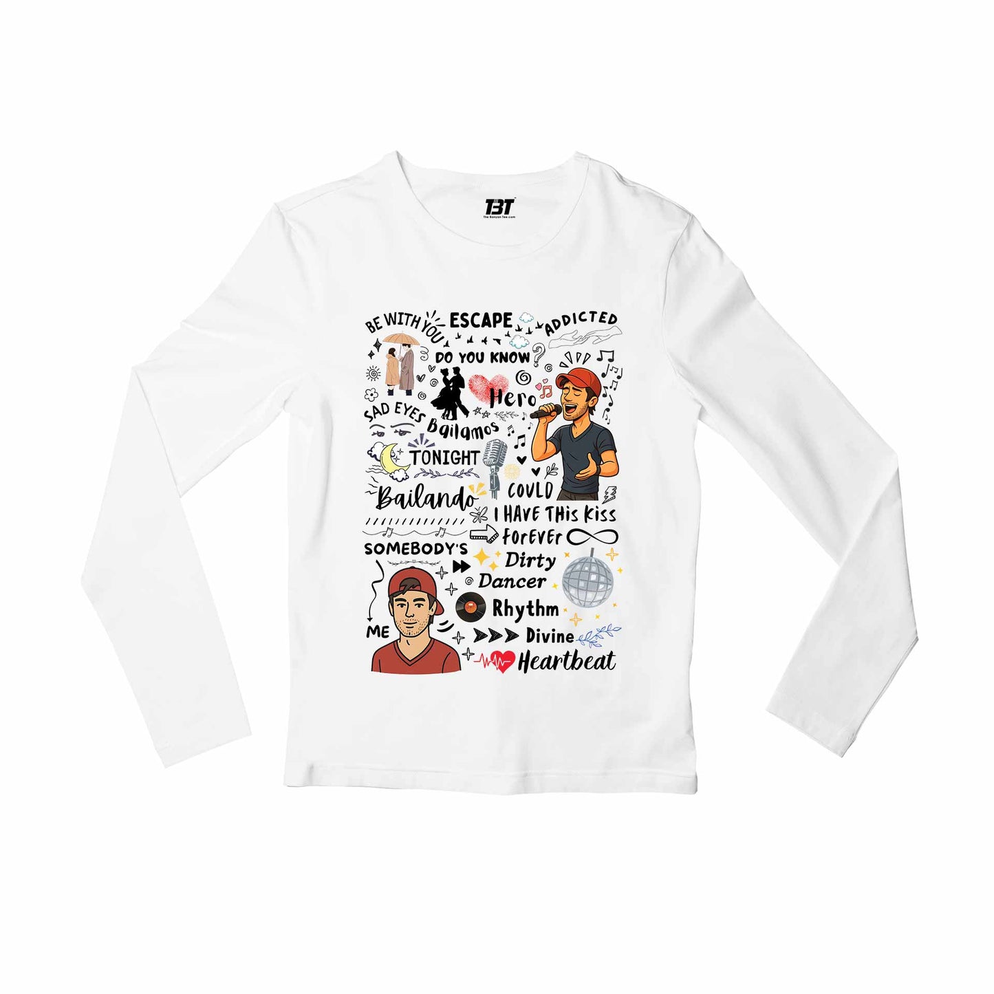 enrique the doodle escape full sleeves long sleeves music band buy online united states usa the banyan tee tbt men women girls boys unisex white 