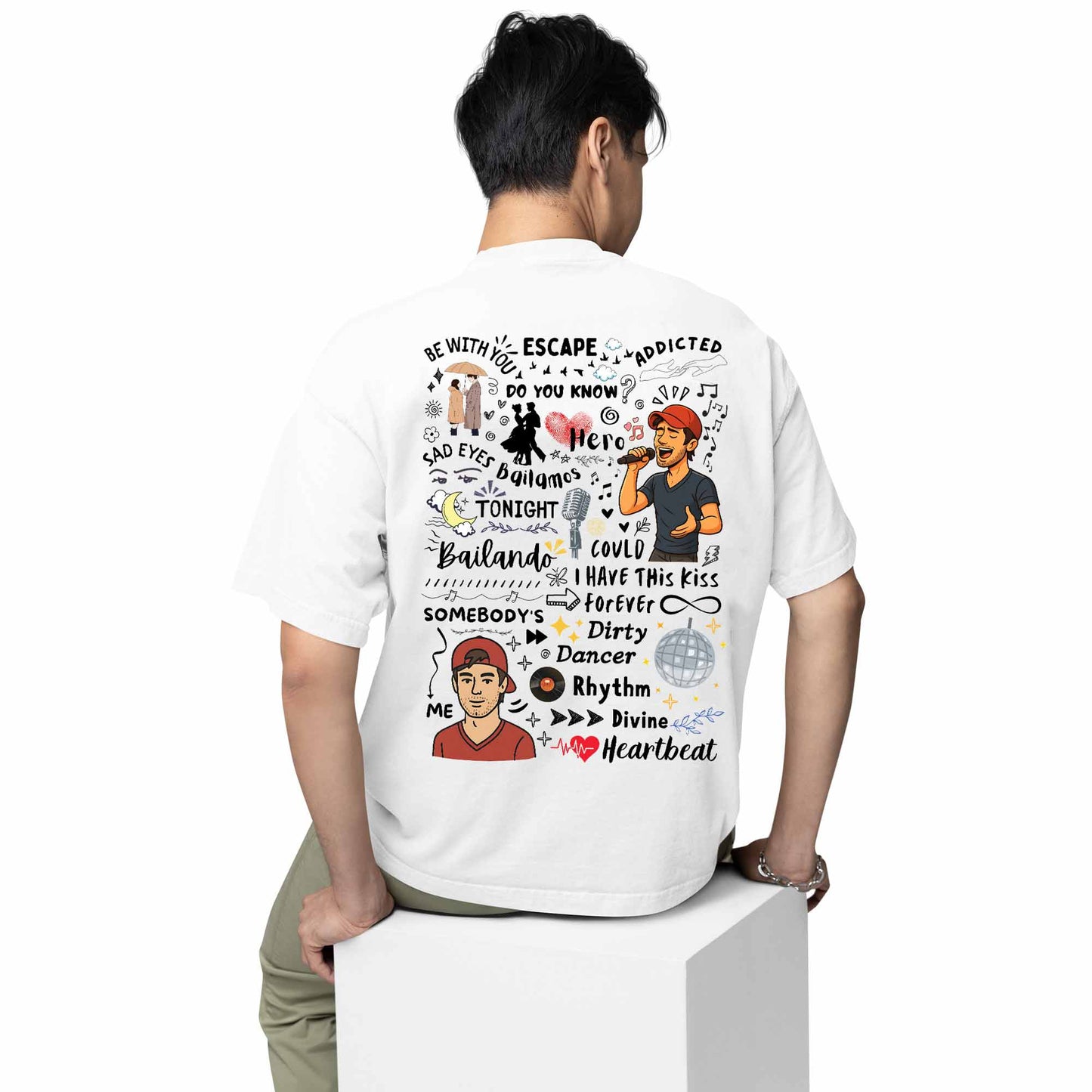 enrique oversized t-shirt by the banyan tee unisex men women white