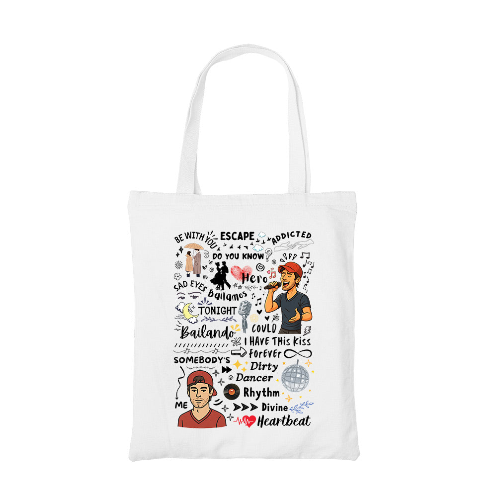 enrique the doodle escape tote bag cotton printed music band buy online united states usa the banyan tee tbt men women girls boys unisex  