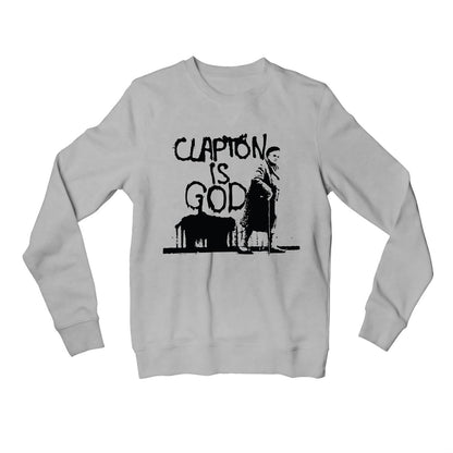 eric clapton clapton is god sweatshirt upper winterwear music band buy online united states usa the banyan tee tbt men women girls boys unisex gray