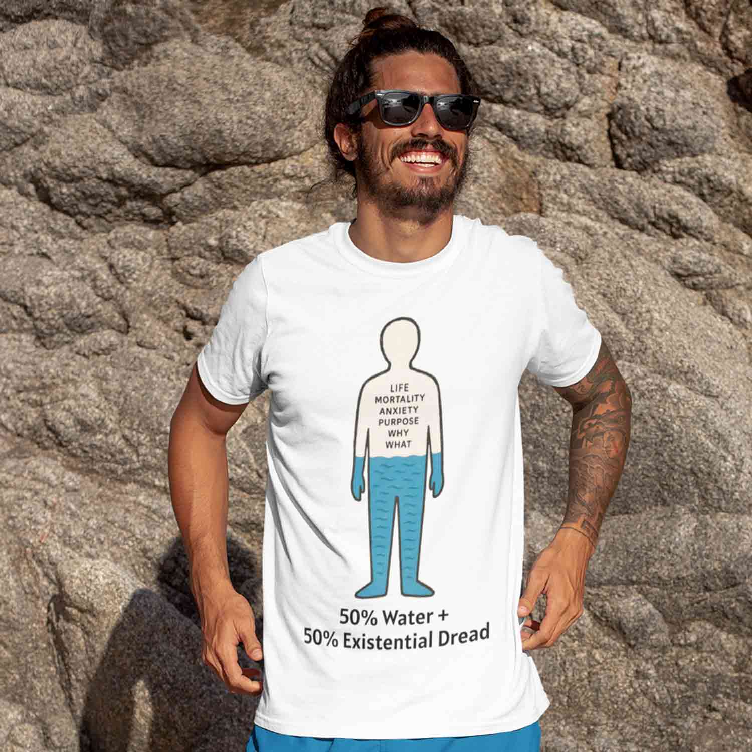 graphic existential dread t-shirt printed graphic stylish buy online united states usa the banyan tee tbt men women girls boys unisex white 