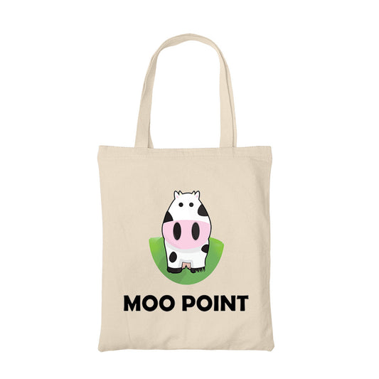 friends moo point tote bag hand printed cotton women men unisex