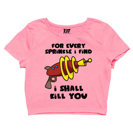 family guy i shall kill you crop top tv & movies buy online united states of america usa the banyan tee tbt men women girls boys unisex Sky Blue - stewie griffin dialogue