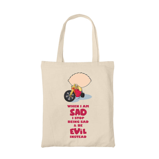 family guy be evil instead tote bag hand printed cotton women men unisex