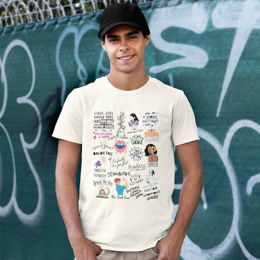 graphic feminism t-shirt printed graphic stylish buy online united states usa the banyan tee tbt men women girls boys unisex off white 