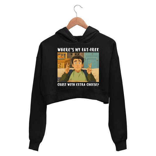 f.r.i.e.n.d.s joey's fat free pizza crop hoodie hooded sweatshirt upper winterwear tv & movies buy online india the banyan tee tbt men women girls boys unisex black