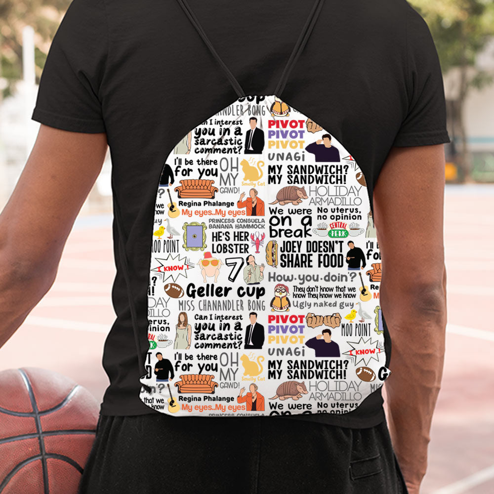 friends drawstring bag college school gym tv shows & movies buy online usa united states of america the banyan tee tbt men women girls boys unisex