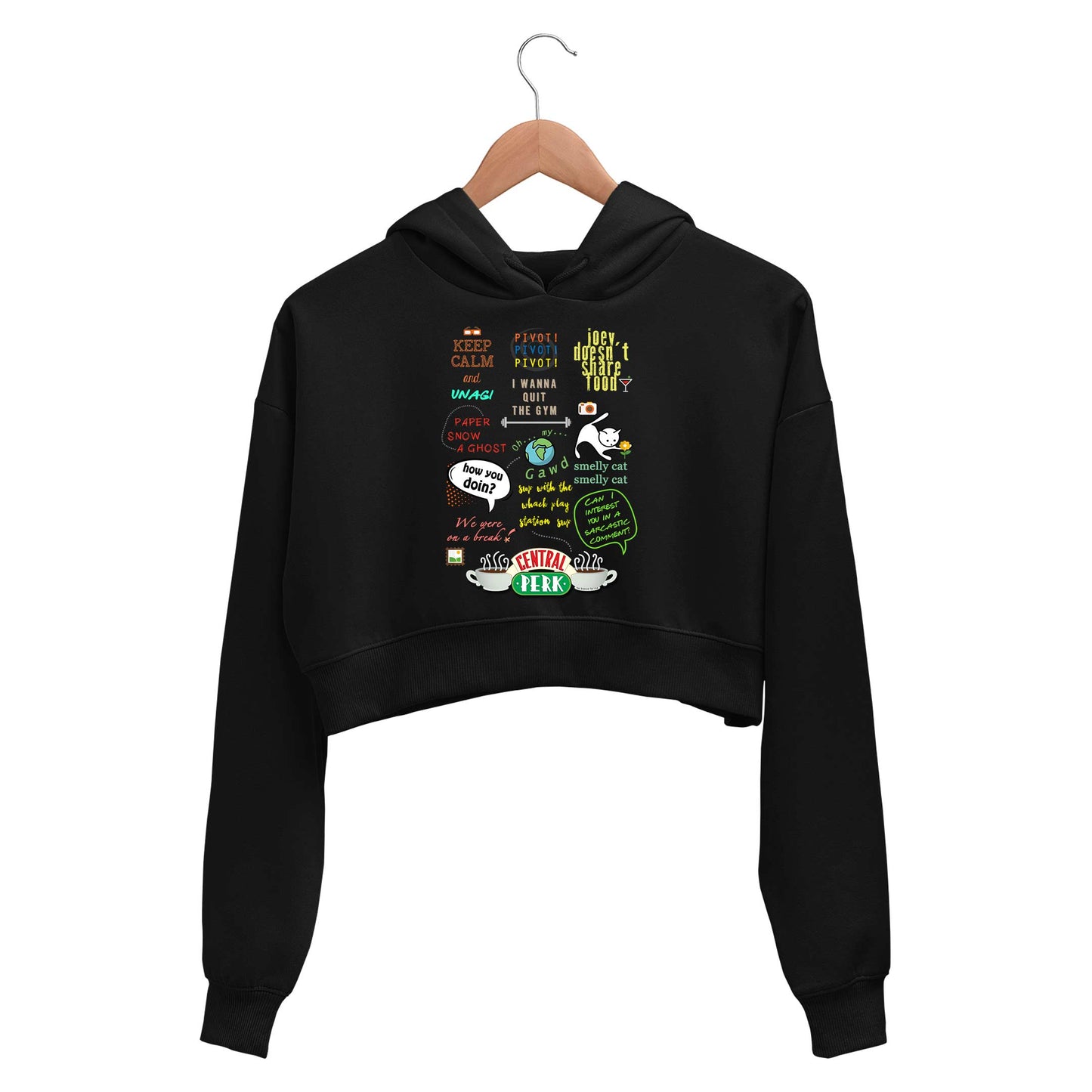 f.r.i.e.n.d.s doodle crop hoodie hooded sweatshirt upper winterwear tv & movies buy online india the banyan tee tbt men women girls boys unisex black