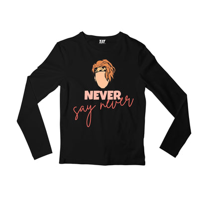 justin bieber never say never full sleeves long sleeves music band buy online india the banyan tee tbt men women girls boys unisex black