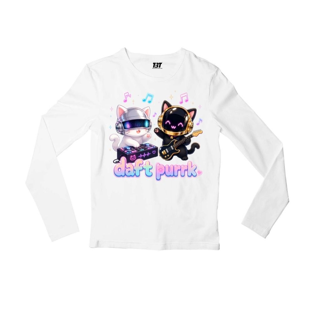 daft punk daft purrk full sleeves long sleeves music band buy online united states usa the banyan tee tbt men women girls boys unisex white 