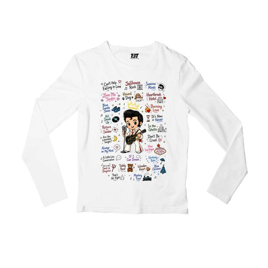 elvis presley rockabilly doodle full sleeves long sleeves music band buy online united states usa the banyan tee tbt men women girls boys unisex white 