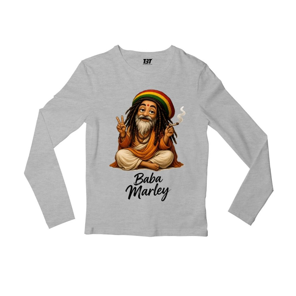 bob marley baba marley full sleeves long sleeves music band buy online united states usa the banyan tee tbt men women girls boys unisex gray 