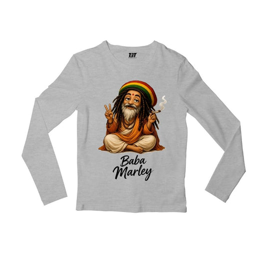 bob marley baba marley full sleeves long sleeves music band buy online united states usa the banyan tee tbt men women girls boys unisex gray 