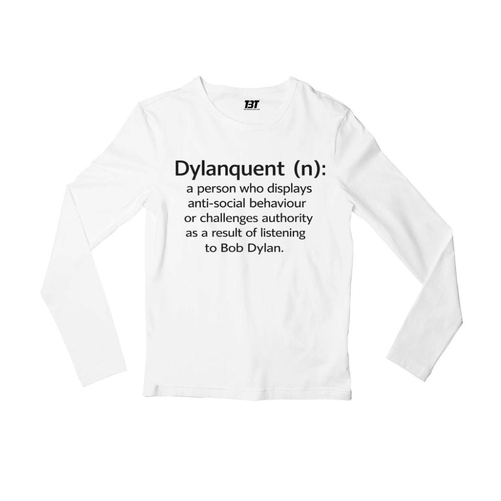 bob dylan dylanquent full sleeves long sleeves music band buy online united states usa the banyan tee tbt men women girls boys unisex white 