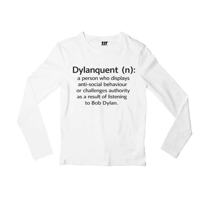 bob dylan dylanquent full sleeves long sleeves music band buy online united states usa the banyan tee tbt men women girls boys unisex white 