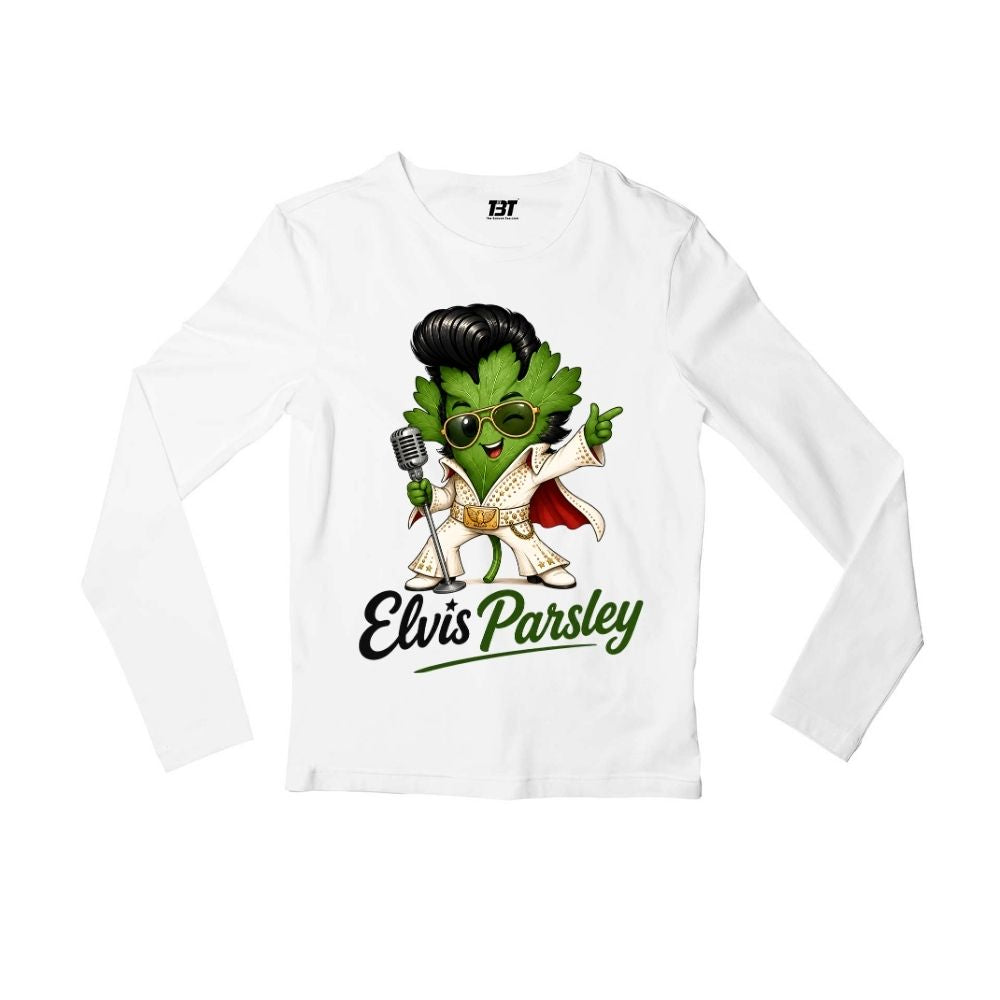 elvis presley parsley full sleeves long sleeves music band buy online united states usa the banyan tee tbt men women girls boys unisex white 