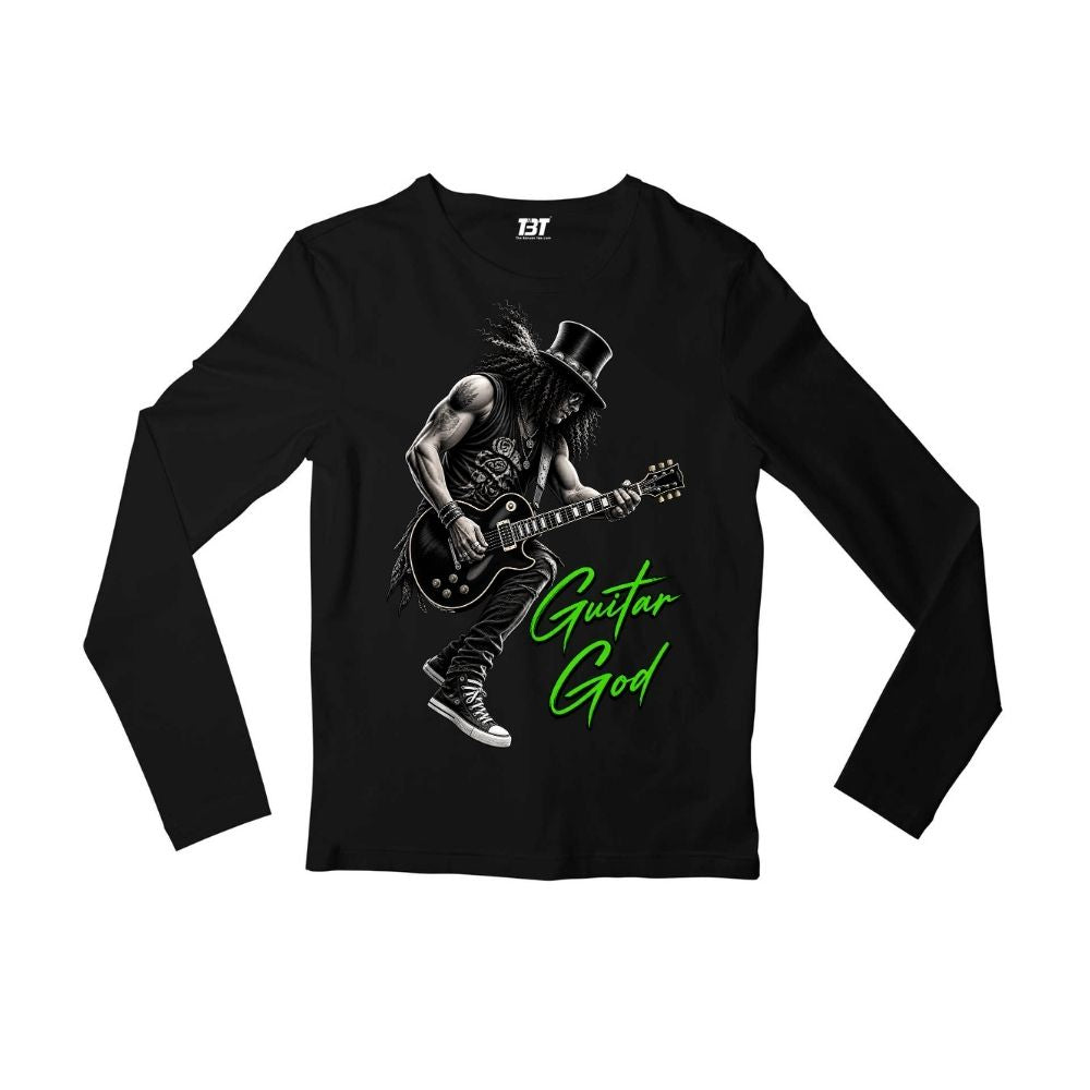 guns n' roses guitar god full sleeves long sleeves music band buy online united states usa the banyan tee tbt men women girls boys unisex black 