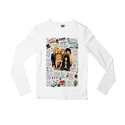guns n' roses appetite for doodles full sleeves long sleeves music band buy online united states usa the banyan tee tbt men women girls boys unisex white 