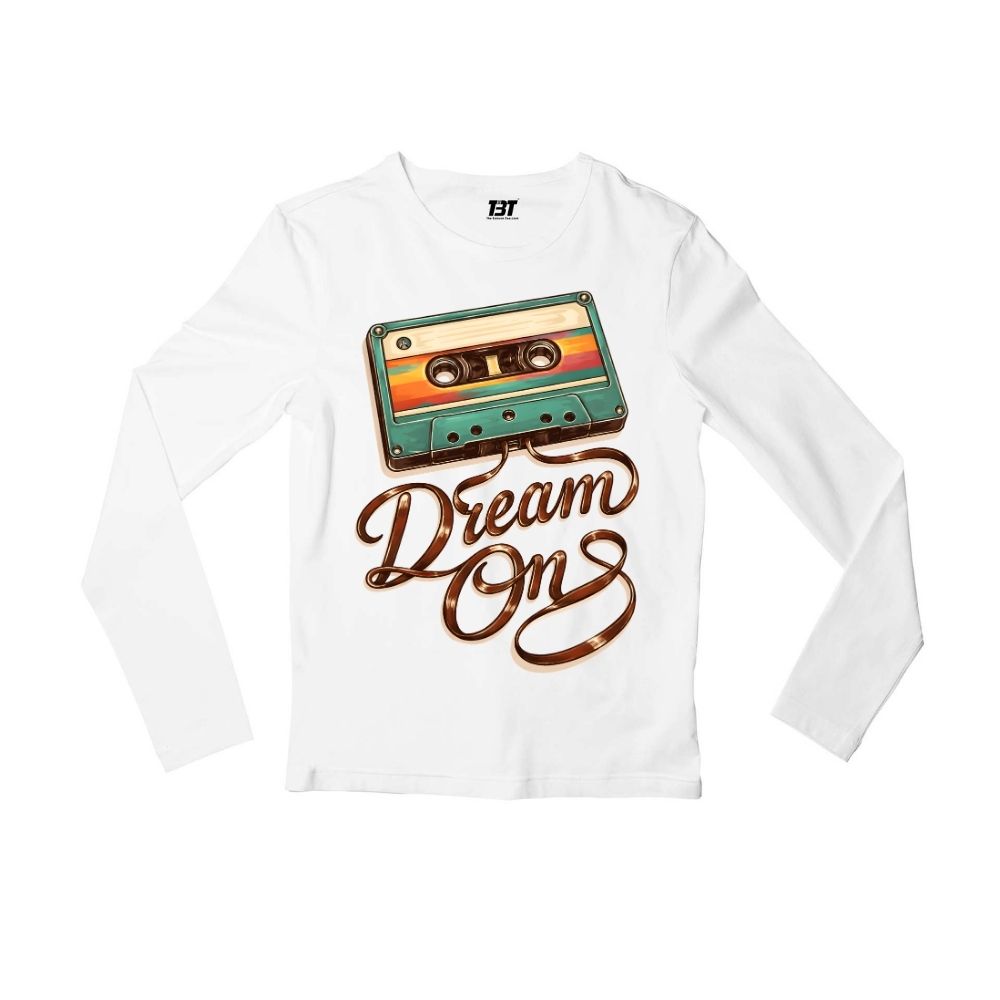 aerosmith dream on full sleeves long sleeves music band buy online united states usa the banyan tee tbt men women girls boys unisex white 