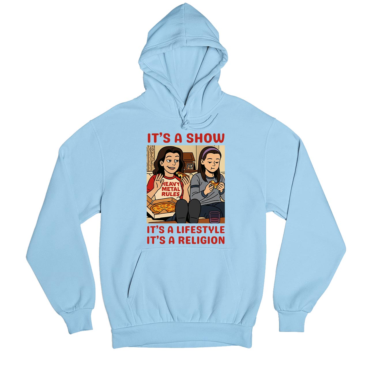 gilmore girls religion hoodie hooded sweatshirt winterwear tv & movies buy online united states usa the banyan tee tbt men women girls boys unisex baby blue