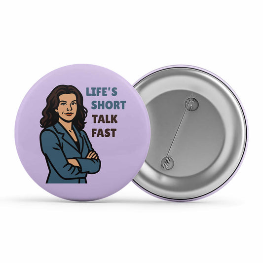 gilmore girls talk fast badge pin button tv & movies buy online united states us the banyan tee tbt men women girls boys unisex