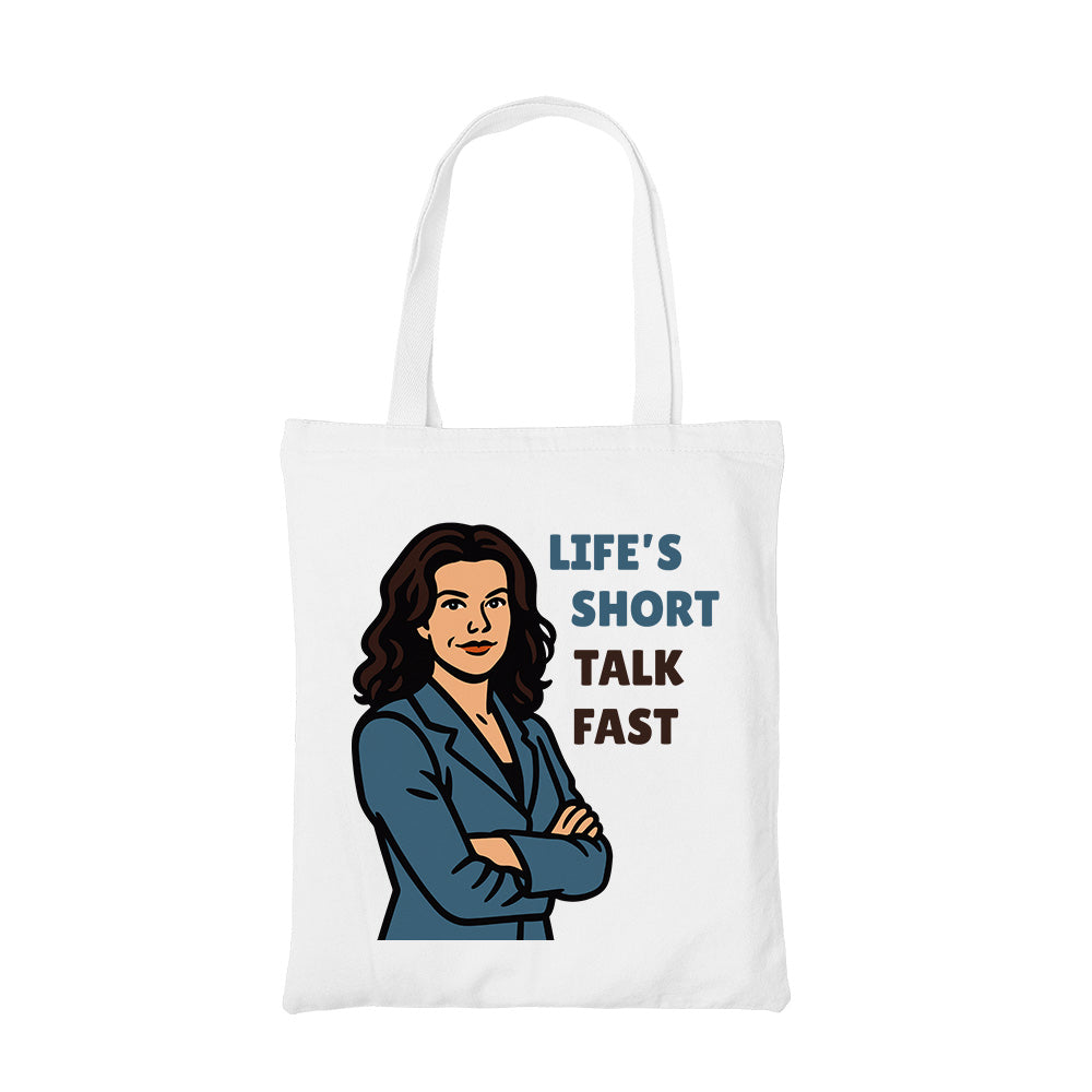 gilmore girls talk fast tote bag cotton printed tv & movies buy online united states usa the banyan tee tbt men women girls boys unisex