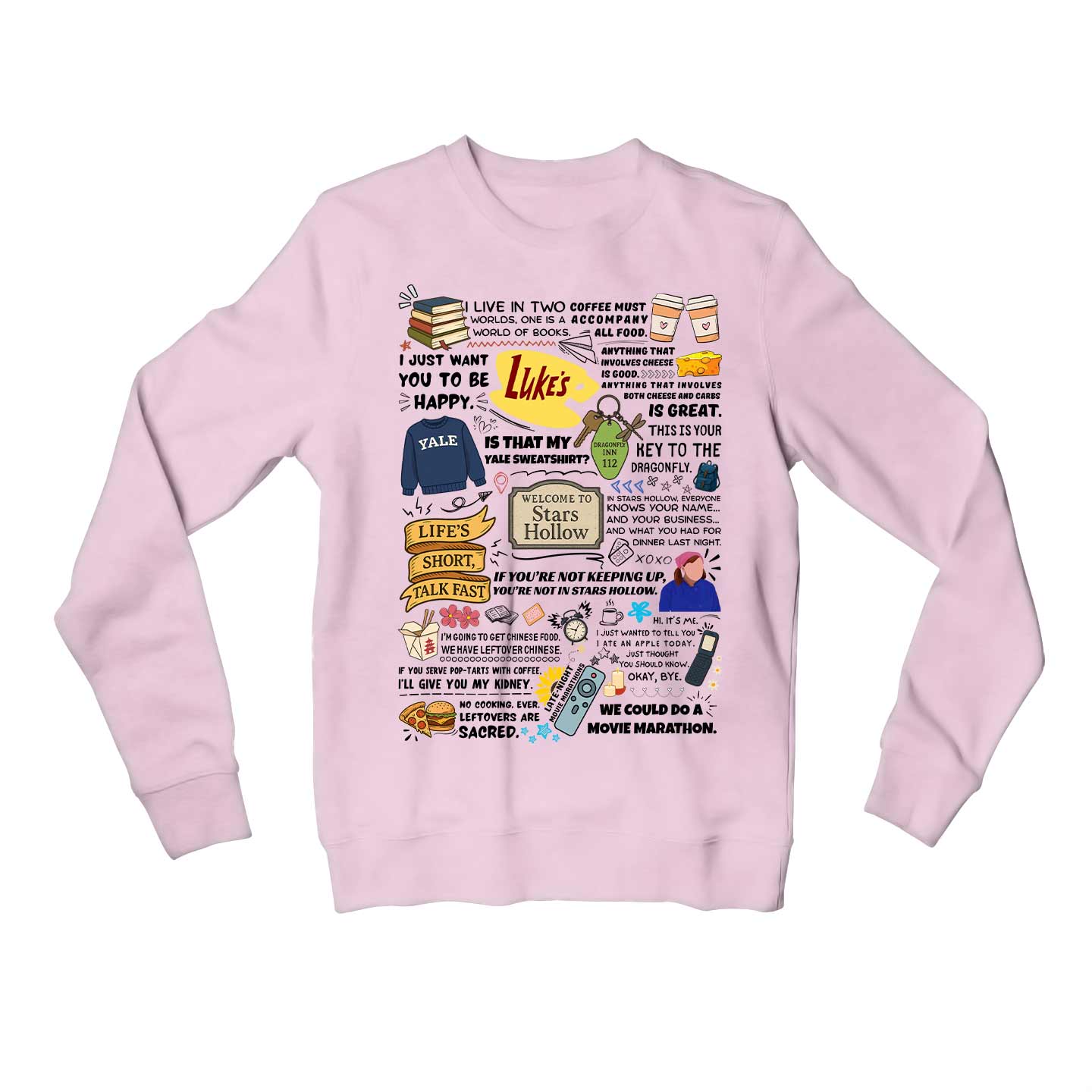 gilmore girls stars hollow doodle sweatshirt upper winterwear tv & movies buy online united states usa the banyan tee tbt men women girls boys unisex baby pink