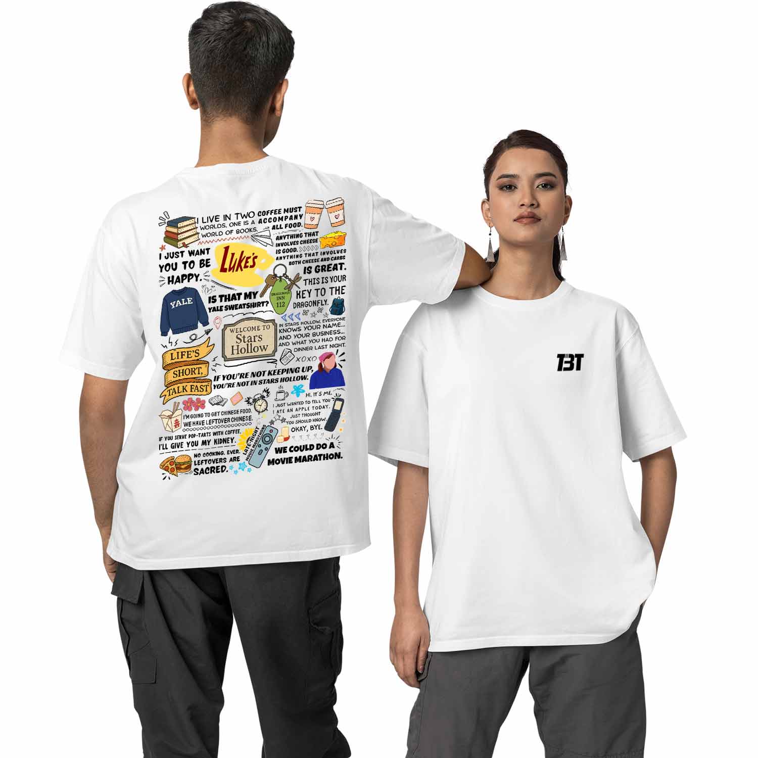 gilmore girls oversized t shirt - stars hollow doodle tv & movies t-shirt white buy online india the banyan tee tbt men women girls boys unisex