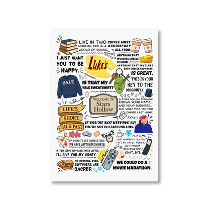 gilmore girls stars hollow doodle poster wall art buy online united states us the banyan tee tbt a4