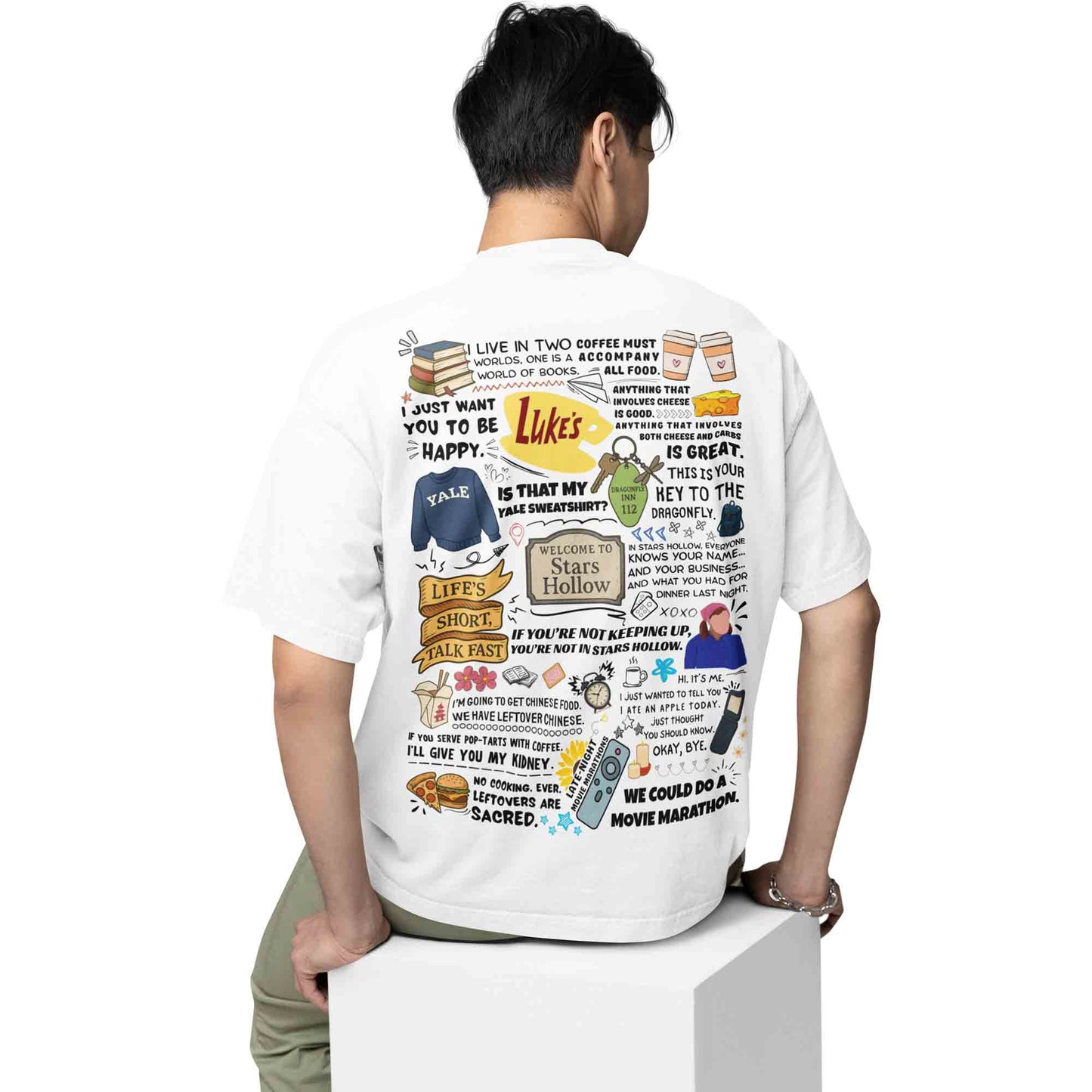 gilmore girls oversized t shirt - stars hollow doodle tv & movies t-shirt white buy online india the banyan tee tbt men women girls boys unisex