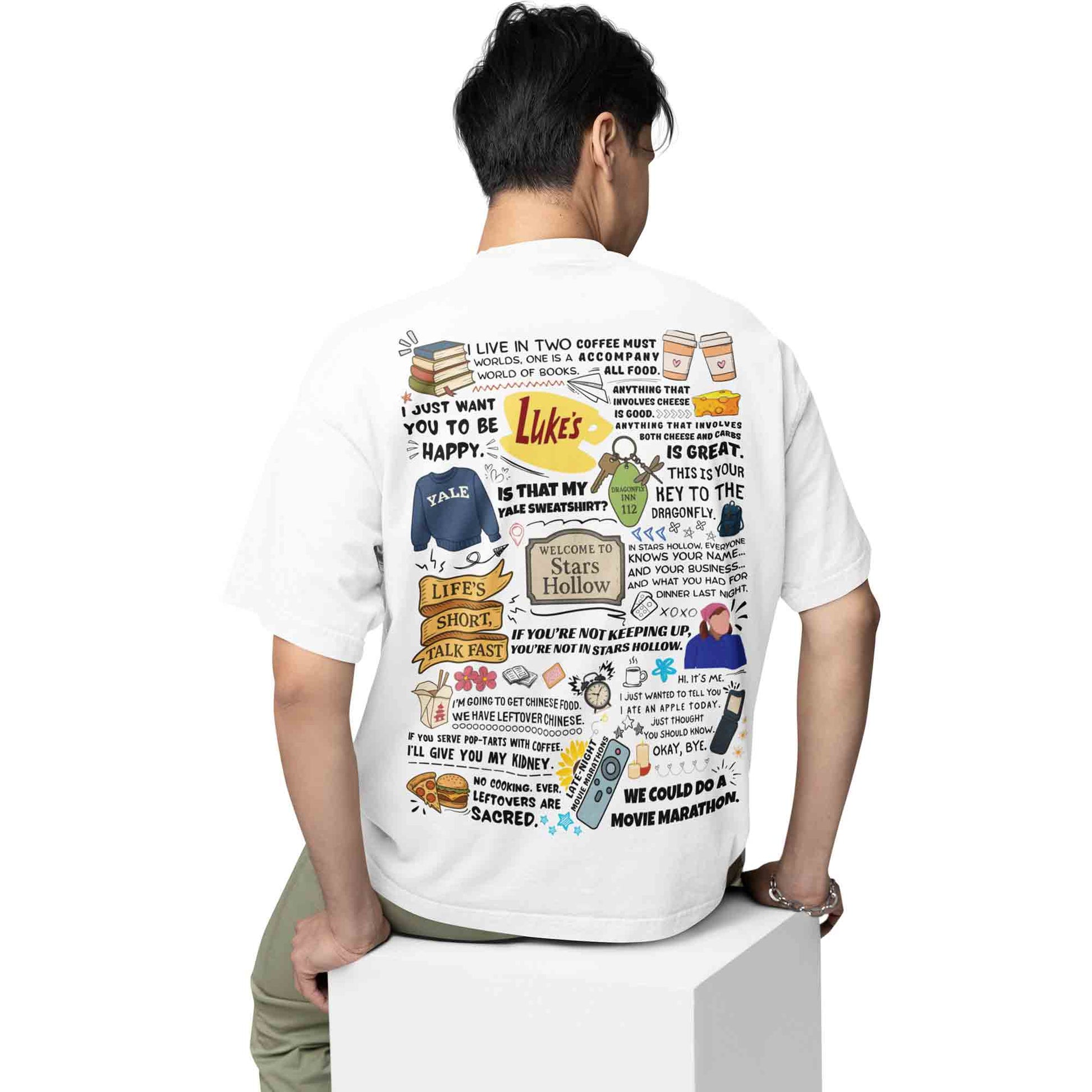 gilmore girls oversized t shirt - stars hollow doodle tv & movies t-shirt white buy online india the banyan tee tbt men women girls boys unisex