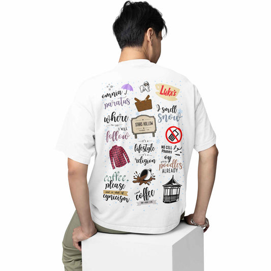 gilmore girls oversized t shirt - books banter and coffee tv & movies t-shirt white buy online india the banyan tee tbt men women girls boys unisex