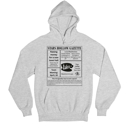 gilmore girls gazette hoodie hooded sweatshirt winterwear tv & movies buy online united states usa the banyan tee tbt men women girls boys unisex gray